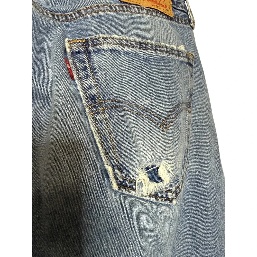 Levi's 505 Mens W36 L30 Straight Fit Blue Denim Jeans Light‎ Wash